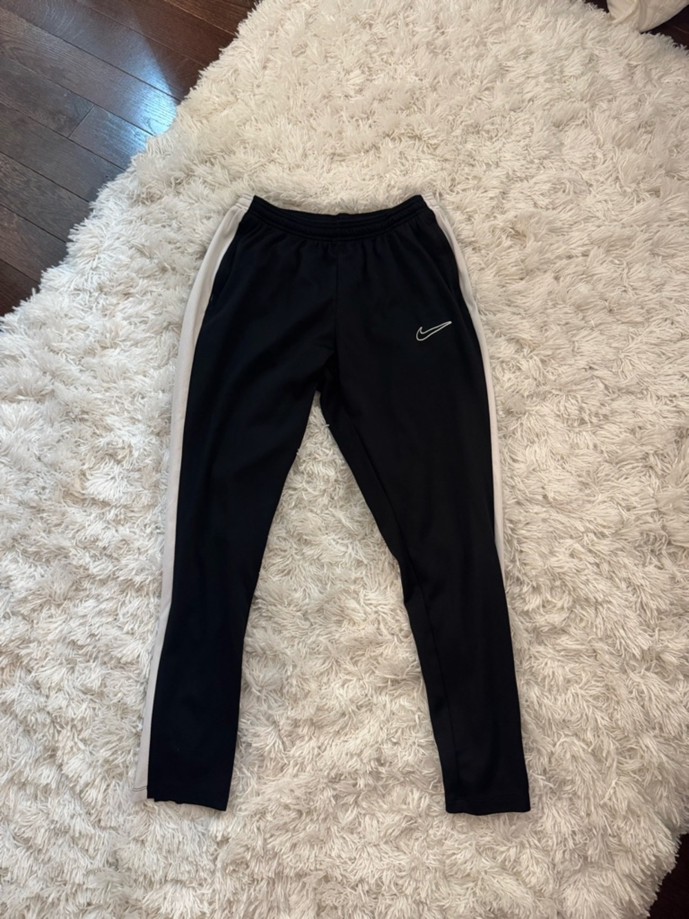 Nike Black Joggers with White Side Panels - Kids